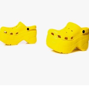 Platform clogs, slide on, yellow